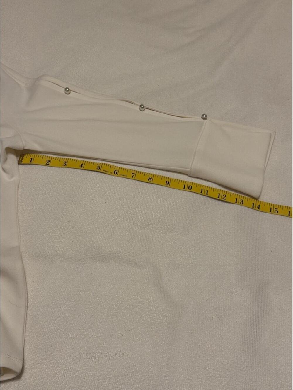 Ann Taylor Factory Ivory Pearl Cuff 3/4 Sleeve Top Women's XS - Picture 6 of 7